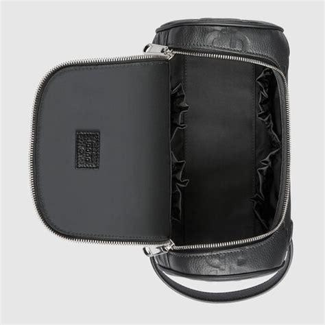 Jumbo GG Small leather toiletry bag in black .